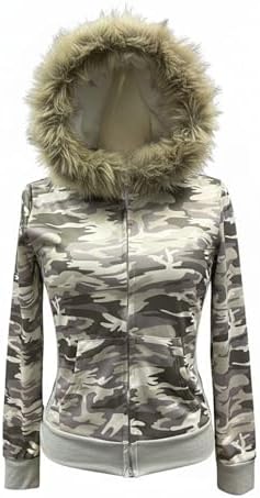 Amazon.com: RSGMU Y2k Jacket with Fur Hood Emo Hoodie Jackets, Fur